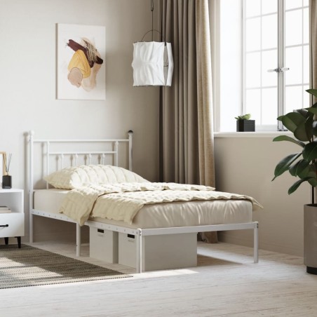 vidaXL Bettgestell mit Kopfteil Metall Weiß 100x190 cm