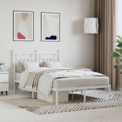 vidaXL Bettgestell mit Kopfteil Metall Weiß 135x190 cm