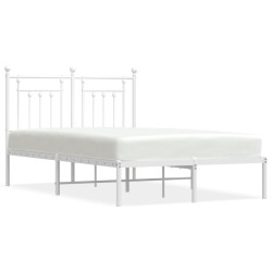 vidaXL Bettgestell mit Kopfteil Metall Weiß 135x190 cm