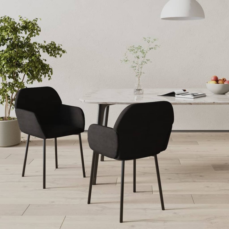 vidaXL Esszimmerstühle 2 Stk. Schwarz Samt vidaXL Esszimmerstühle 2 Stk. Schwarz Samt
