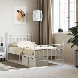 vidaXL Bettgestell mit Kopf- und Fußteil Metall Weiß 100x190 cm