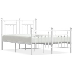 vidaXL Bettgestell mit Kopf- und Fußteil Metall Weiß 135x190 cm