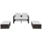 vidaXL 4-tlg. Garten-Lounge-Set mit Kissen Poly Rattan Braun vidaXL 4-tlg. Garten-Lounge-Set mit Kissen Poly Rattan Braun