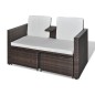 vidaXL 4-tlg. Garten-Lounge-Set mit Kissen Poly Rattan Braun vidaXL 4-tlg. Garten-Lounge-Set mit Kissen Poly Rattan Braun