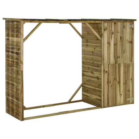 vidaXL Geräteschuppen mit Unterstand Kiefernholz 253×80×170 cm