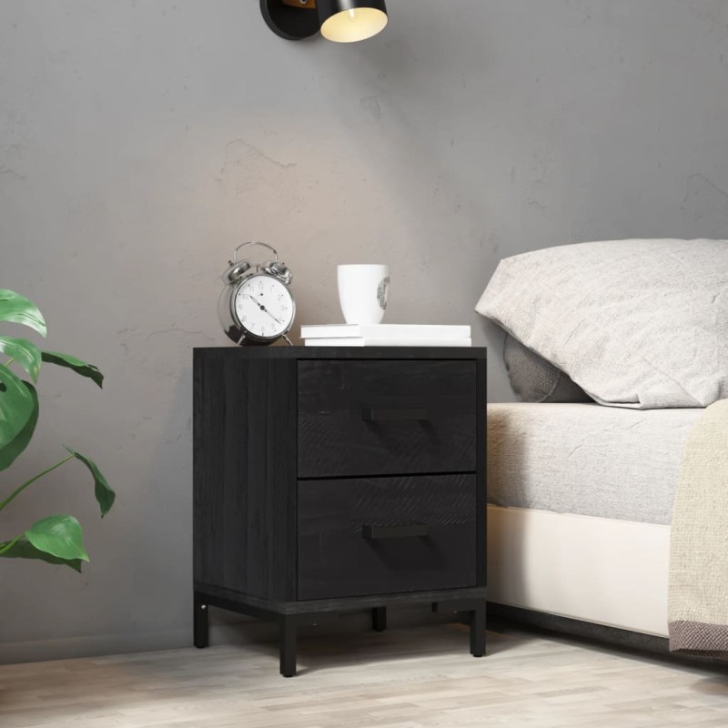 vidaXL Nachttisch Schwarz 36x30x45 cm Massivholz Kiefer vidaXL Nachttisch Schwarz 36x30x45 cm Massivholz Kiefer
