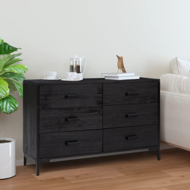 vidaXL Sideboard Schwarz 110x35x70 cm Massivholz Kiefer vidaXL Sideboard Schwarz 110x35x70 cm Massivholz Kiefer