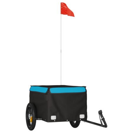 vidaXL Lastenanhänger für Fahrrad Schwarz und Blau 30 kg Eisen