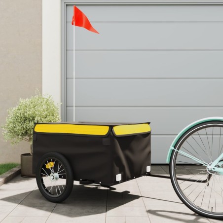 vidaXL Lastenanhänger für Fahrrad Schwarz und Gelb 45 kg Eisen