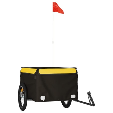 vidaXL Lastenanhänger für Fahrrad Schwarz und Gelb 45 kg Eisen
