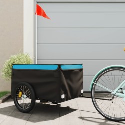 vidaXL Lastenanhänger für Fahrrad Schwarz und Blau 45 kg Eisen