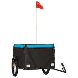 vidaXL Lastenanhänger für Fahrrad Schwarz und Blau 45 kg Eisen