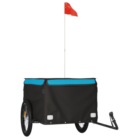 vidaXL Lastenanhänger für Fahrrad Schwarz und Blau 45 kg Eisen