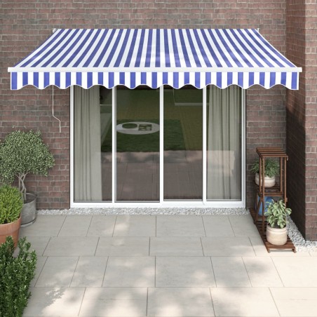 vidaXL Markise Einziehbar Blau und Weiß 3,5x2,5 m Stoff und Aluminium