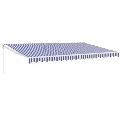 vidaXL Markise Einziehbar Blau und Weiß 5x3 m Stoff und Aluminium