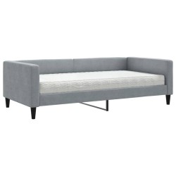 vidaXL Tagesbett mit Matratze Hellgrau 100x200 cm Stoff