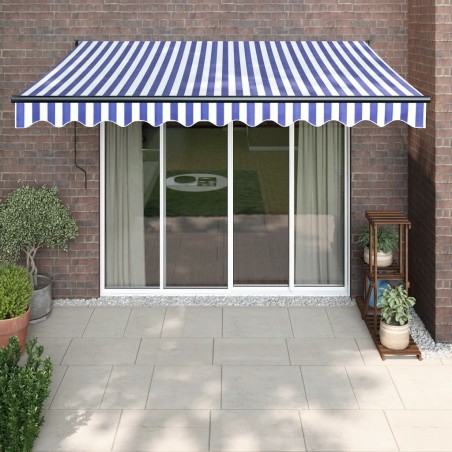 vidaXL Markise Einziehbar Blau und Weiß 3x2,5 m Stoff und Aluminium