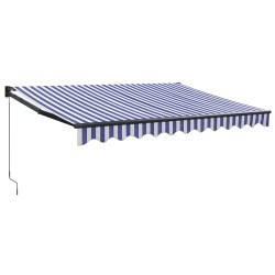 vidaXL Markise Einziehbar Blau und Weiß 3x2,5 m Stoff und Aluminium