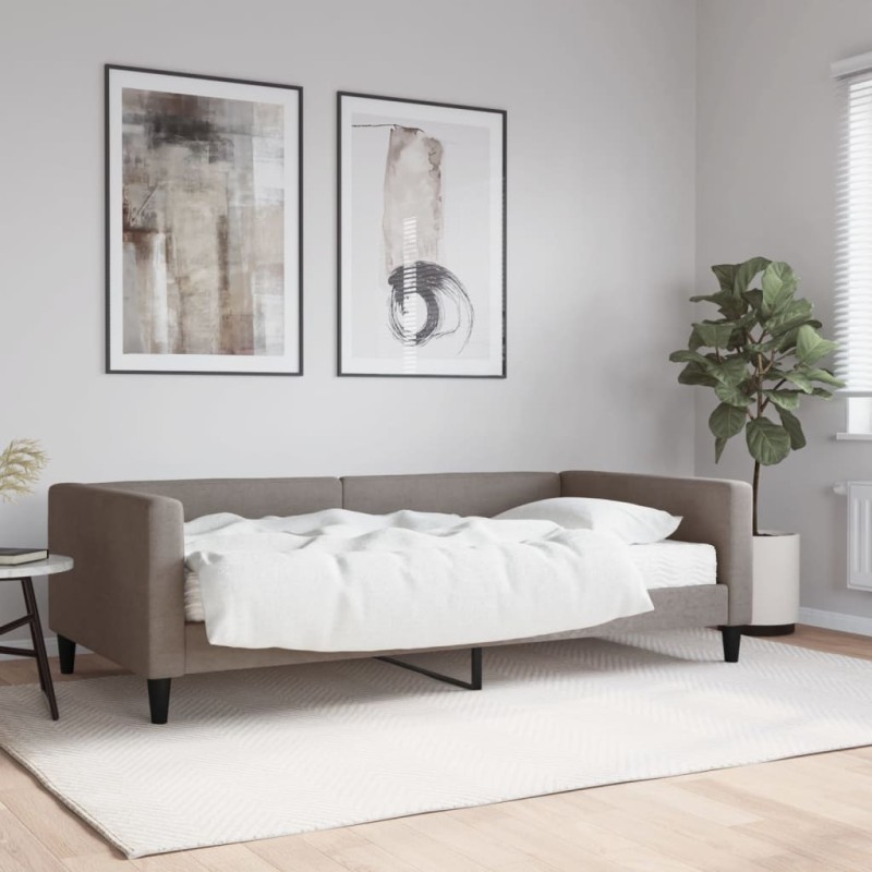 vidaXL Tagesbett mit Matratze Taupe 100x200 cm Stoff vidaXL Tagesbett mit Matratze Taupe 100x200 cm Stoff