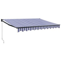 vidaXL Markise Einziehbar Blau und Weiß 3,5x2,5 m Stoff und Aluminium