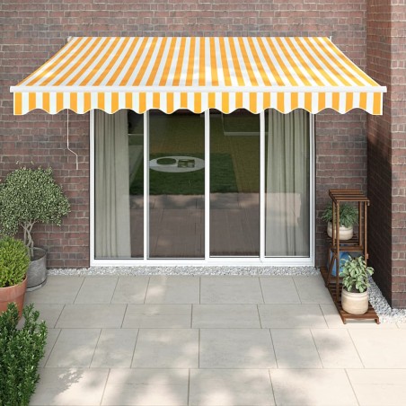 vidaXL Markise Einziehbar Gelb und Weiß 3x2,5 m Stoff und Aluminium
