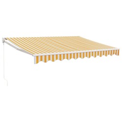 vidaXL Markise Einziehbar Gelb und Weiß 3x2,5 m Stoff und Aluminium