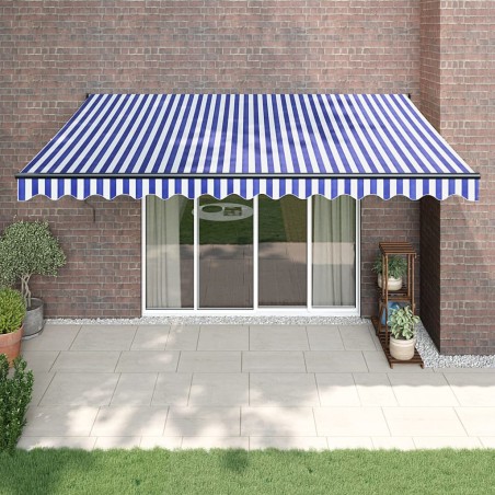 vidaXL Markise Einziehbar Blau und Weiß 4x3 m Stoff und Aluminium