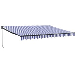 vidaXL Markise Einziehbar Blau und Weiß 4x3 m Stoff und Aluminium