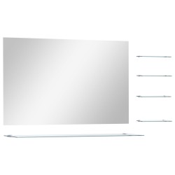 vidaXL Wandspiegel mit 5 Ablagen Silbern 100×60 cm 