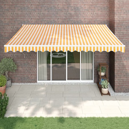 vidaXL Markise Einziehbar Gelb und Weiß 4x3 m Stoff und Aluminium