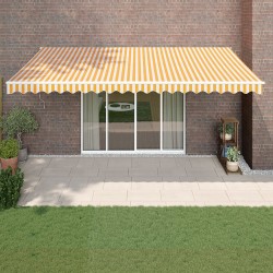 vidaXL Markise Einziehbar Gelb und Weiß 5x3 m Stoff und Aluminium