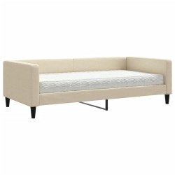 vidaXL Tagesbett mit Matratze Creme 100x200 cm Stoff