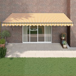 vidaXL Markise Einziehbar Gelb und Weiß 5x3 m Stoff und Aluminium