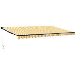 vidaXL Markise Einziehbar Gelb und Weiß 5x3 m Stoff und Aluminium