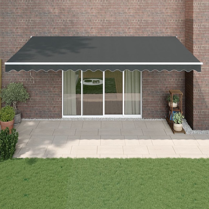 vidaXL Markise Einziehbar Anthrazit 5x3 m Stoff und Aluminium vidaXL Markise Einziehbar Anthrazit 5x3 m Stoff und Aluminium
