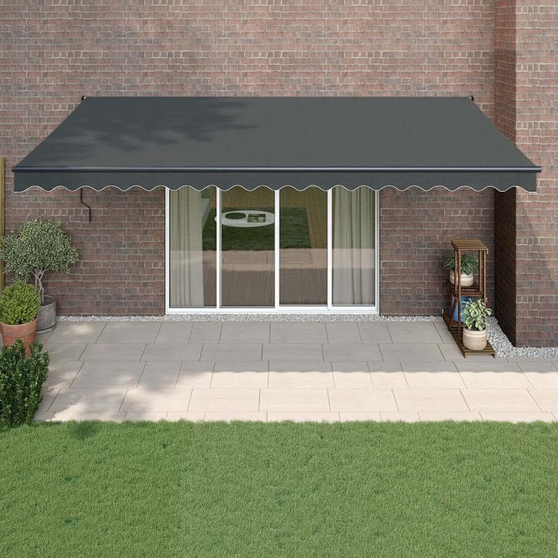 vidaXL Markise Einziehbar Anthrazit 5x3 m Stoff und Aluminium vidaXL Markise Einziehbar Anthrazit 5x3 m Stoff und Aluminium