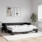 vidaXL Tagesbett Ausziehbar mit Matratzen Schwarz 80x200 cm Stoff vidaXL Tagesbett Ausziehbar mit Matratzen Schwarz 80x200 cm Stoff