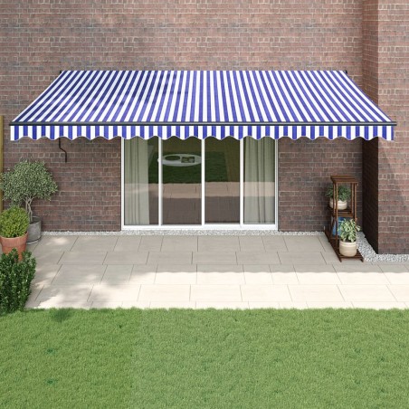 vidaXL Markise Einziehbar Blau und Weiß 5x3 m Stoff und Aluminium