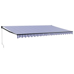 vidaXL Markise Einziehbar Blau und Weiß 5x3 m Stoff und Aluminium