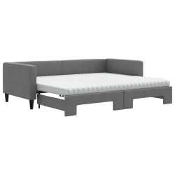 vidaXL Tagesbett Ausziehbar mit Matratzen Dunkelgrau 90x200 cm Stoff