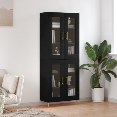 Highboard Schwarz 69,5x34x180 cm Holzwerkstoff