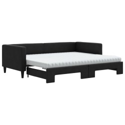 vidaXL Tagesbett Ausziehbar mit Matratzen Schwarz 90x200 cm Stoff