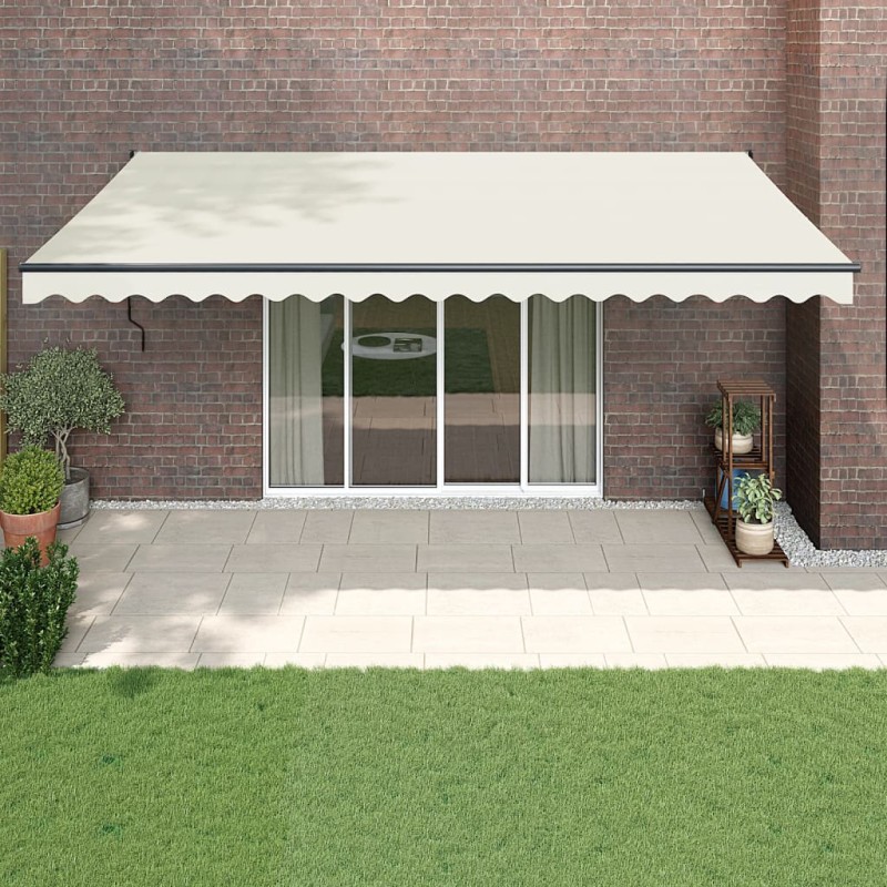 vidaXL Markise Einziehbar Creme 5x3 m Stoff und Aluminium vidaXL Markise Einziehbar Creme 5x3 m Stoff und Aluminium