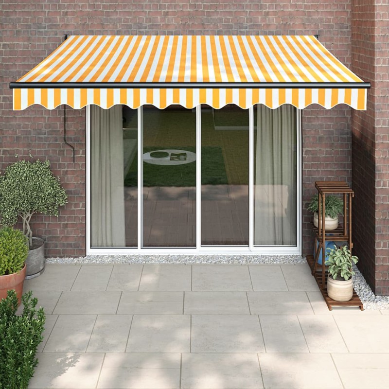 vidaXL Markise Einziehbar Gelb und Weiß 3x2,5 m Stoff und Aluminium vidaXL Markise Einziehbar Gelb und Weiß 3x2,5 m Stoff und Aluminium