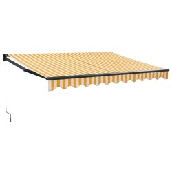 vidaXL Markise Einziehbar Gelb und Weiß 3x2,5 m Stoff und Aluminium