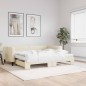 vidaXL Tagesbett Ausziehbar mit Matratzen Creme 90x200 cm Stoff vidaXL Tagesbett Ausziehbar mit Matratzen Creme 90x200 cm Stoff