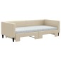 vidaXL Tagesbett Ausziehbar mit Matratzen Creme 90x200 cm Stoff vidaXL Tagesbett Ausziehbar mit Matratzen Creme 90x200 cm Stoff