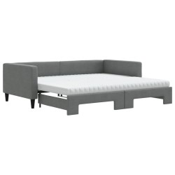 vidaXL Tagesbett Ausziehbar mit Matratzen Dunkelgrau 100x200 cm Stoff