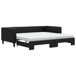 vidaXL Tagesbett Ausziehbar mit Matratzen Schwarz 100x200 cm Stoff