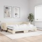 vidaXL Tagesbett Ausziehbar mit Matratzen Creme 100x200 cm Stoff vidaXL Tagesbett Ausziehbar mit Matratzen Creme 100x200 cm Stoff
